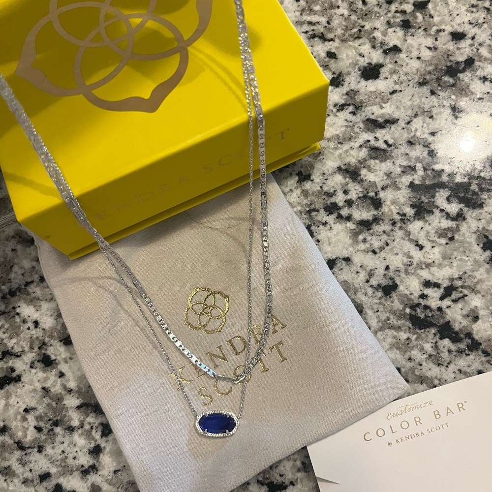 Kendra Scott Silver and Blue Layered Necklace